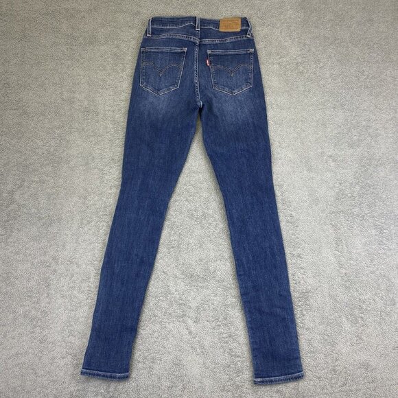 Levis Jeans Size 25 (24x29) Big‎ E 721 High Rise Skinny Stretch Blue Denim - Picture 2 of 14